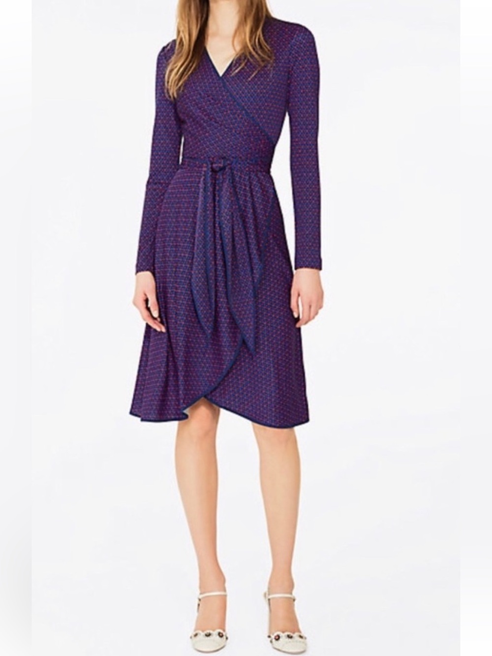 Tory Burch Margot Wrap Dress geometric print size XL